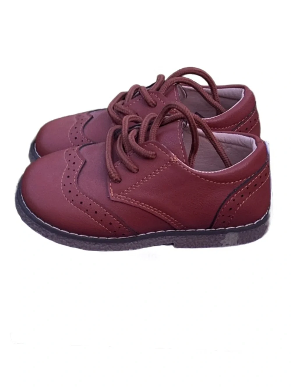 Classic Brown Kids Lace-Up Dress Shoes